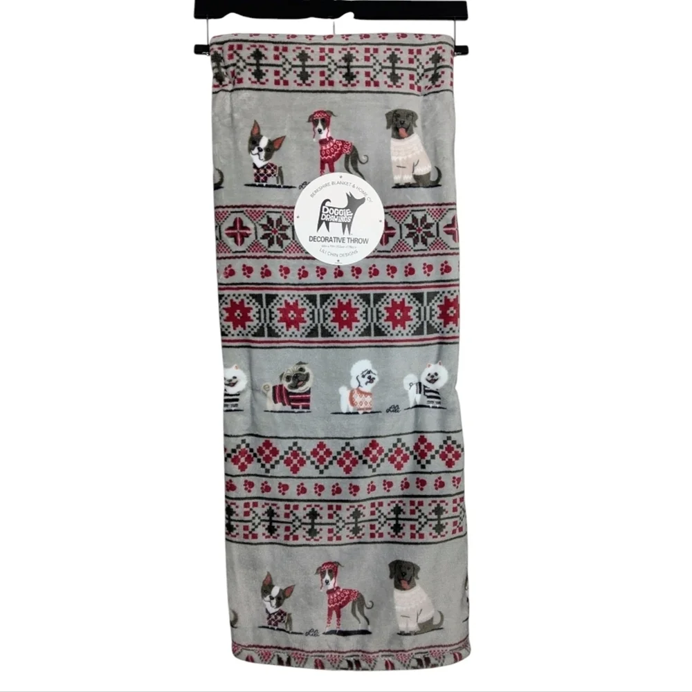 Winter Dog Print Various Breeds Sweaters Plush Throw Blanket 60